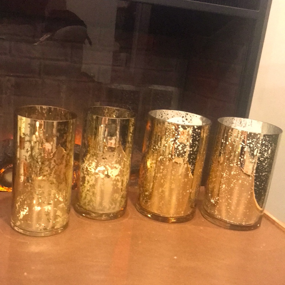 Rustic chic gold detailed candle holders
